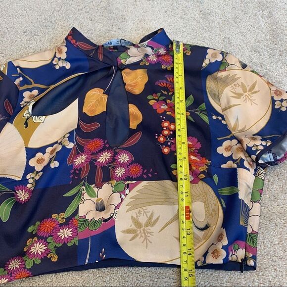 ZARA satin effect printed crop top Sz S NWT - Picture 7 of 10